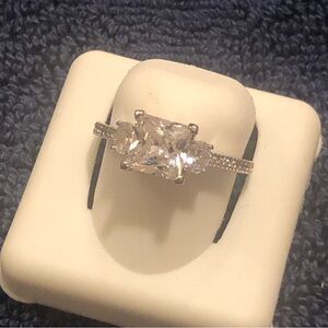 925 Sterling Silver Princess Cut Ring CZ Gemstones